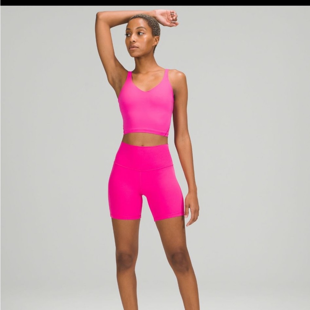 Align high rise 6” shorts in sonic pink. Sold out online.
